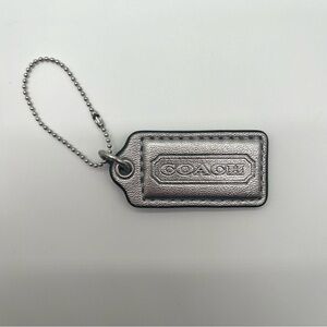 COACH Vintage Metallic Silver Leather Hang Tag